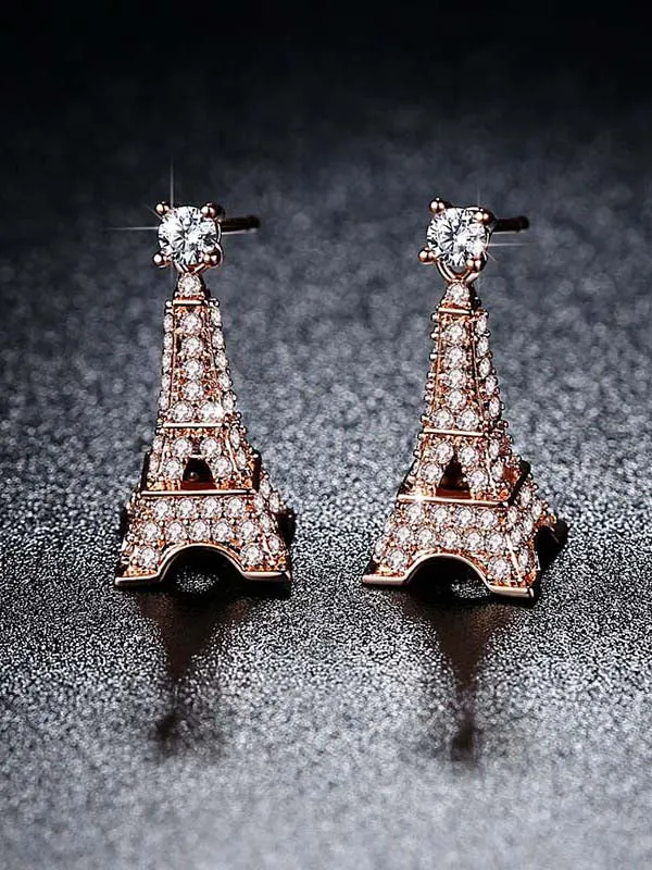 Eiffel Tower Pattern Zircon Earrings