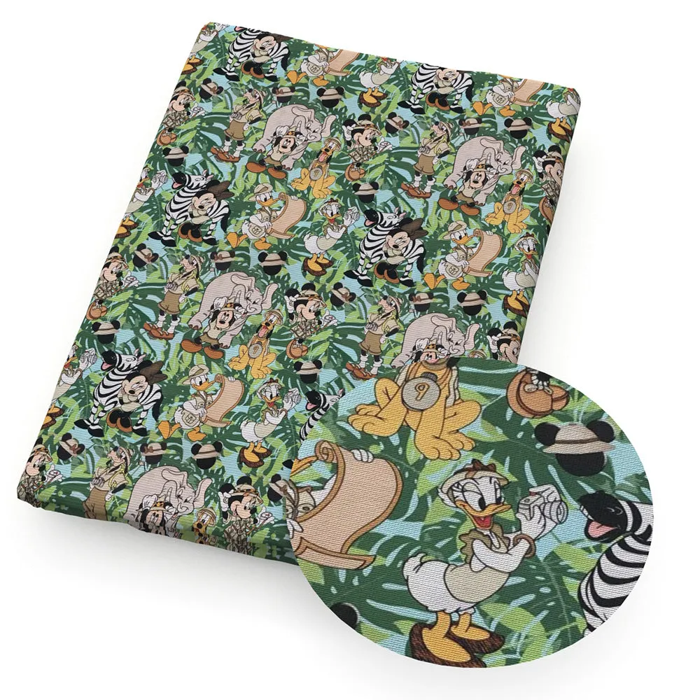 elephant zebra stripe leaf leaves tree printed fabric