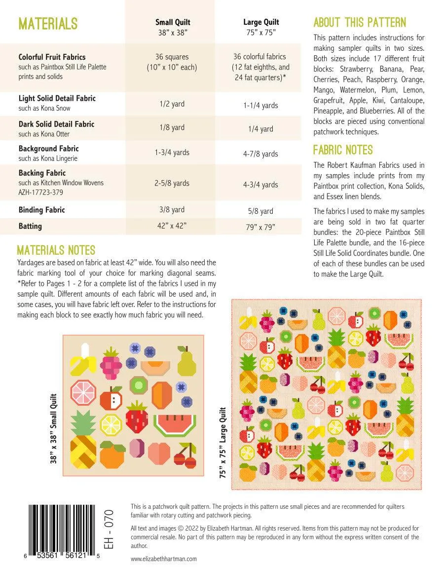 Elizabeth Hartman - The Produce Section - Quilt Sampler Pattern