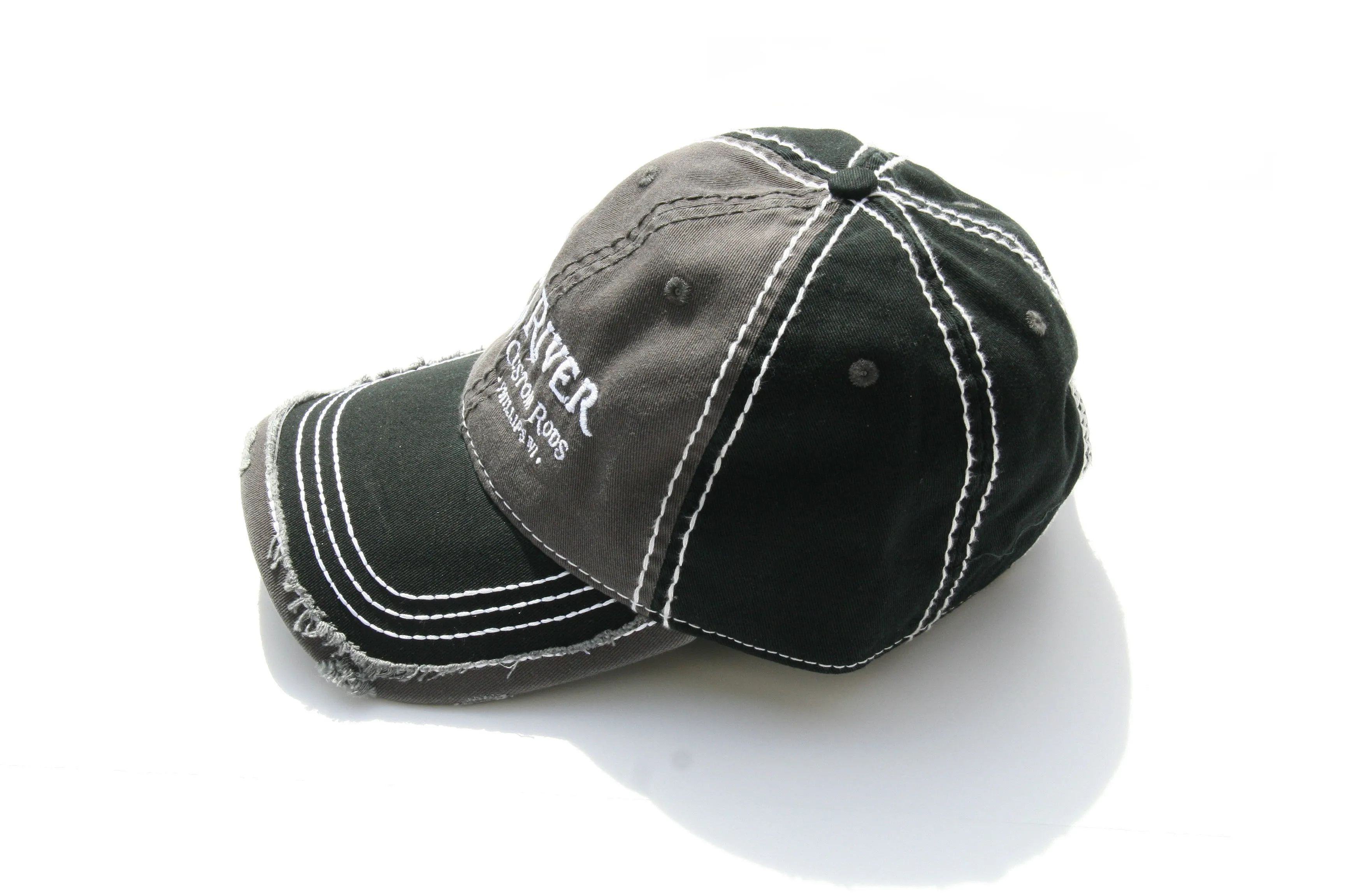 Elk River Custom Rods Distressed Black & Charcoal Grey Hat