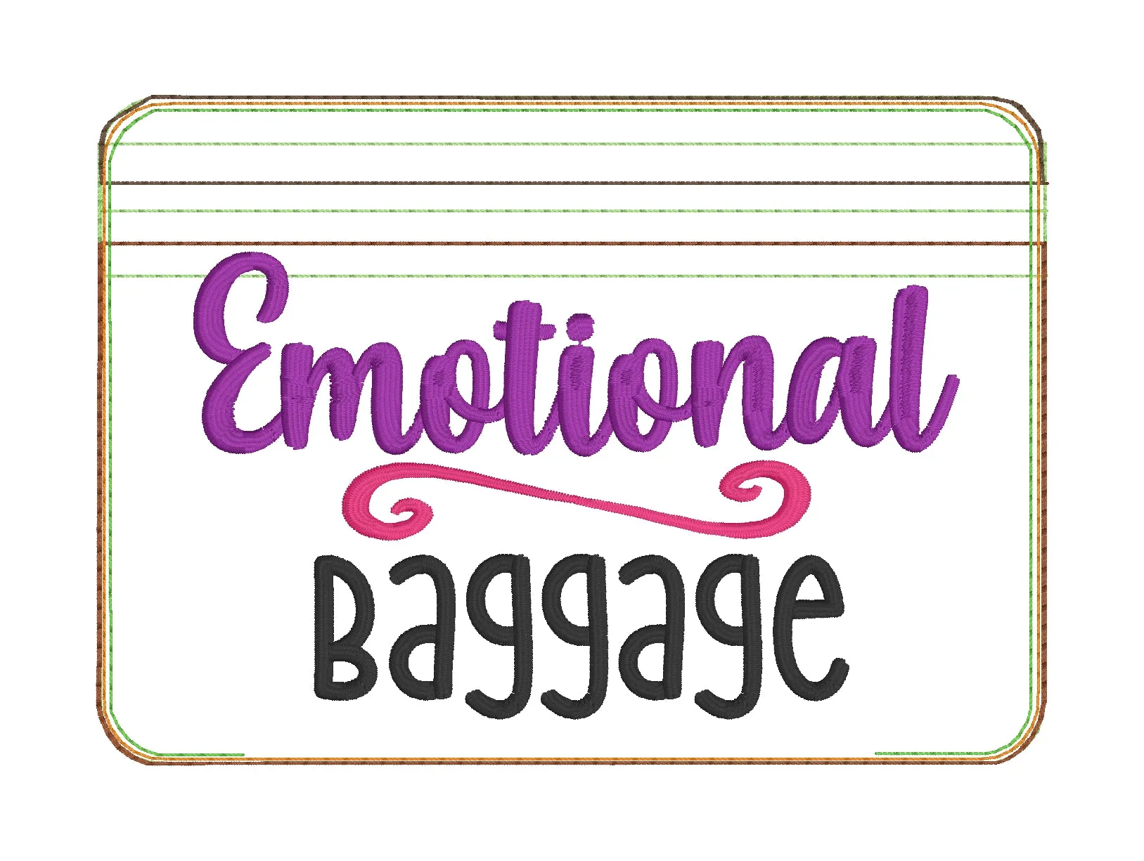 Emotional Baggage ITH Bag (4 sizes available) machine embroidery design DIGITAL DOWNLOAD