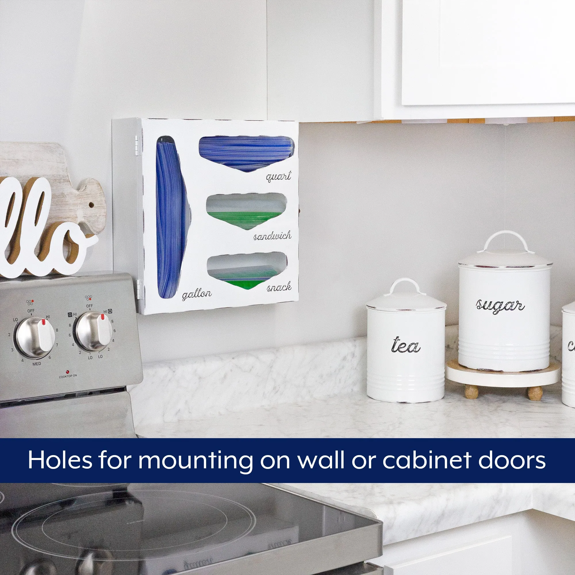 Enamelware Kitchen Bag Organizer (White, Case of 4)