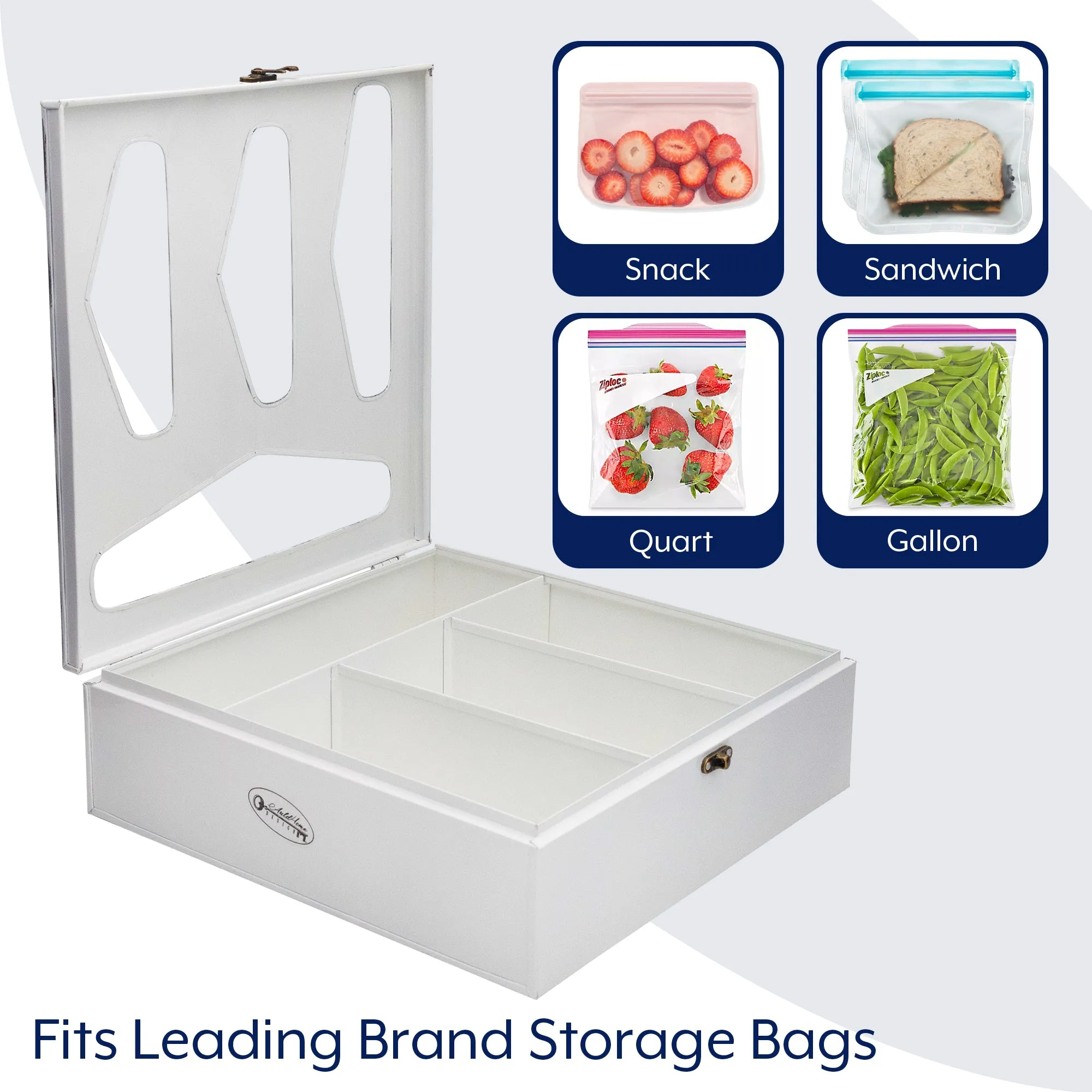 Enamelware Kitchen Bag Organizer (White, Case of 4)
