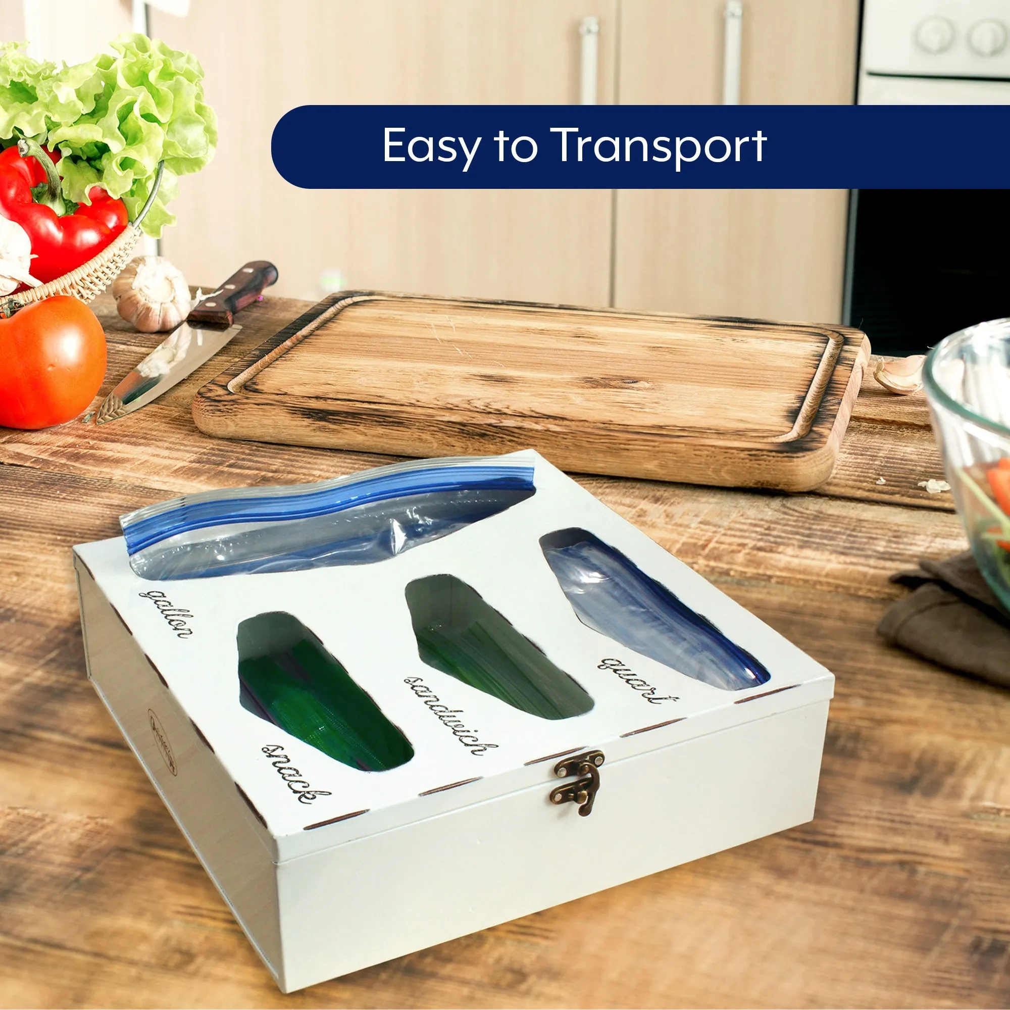 Enamelware Kitchen Bag Organizer (White, Case of 4)