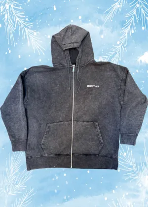 Essentials Dark Grey Washed Hoodie