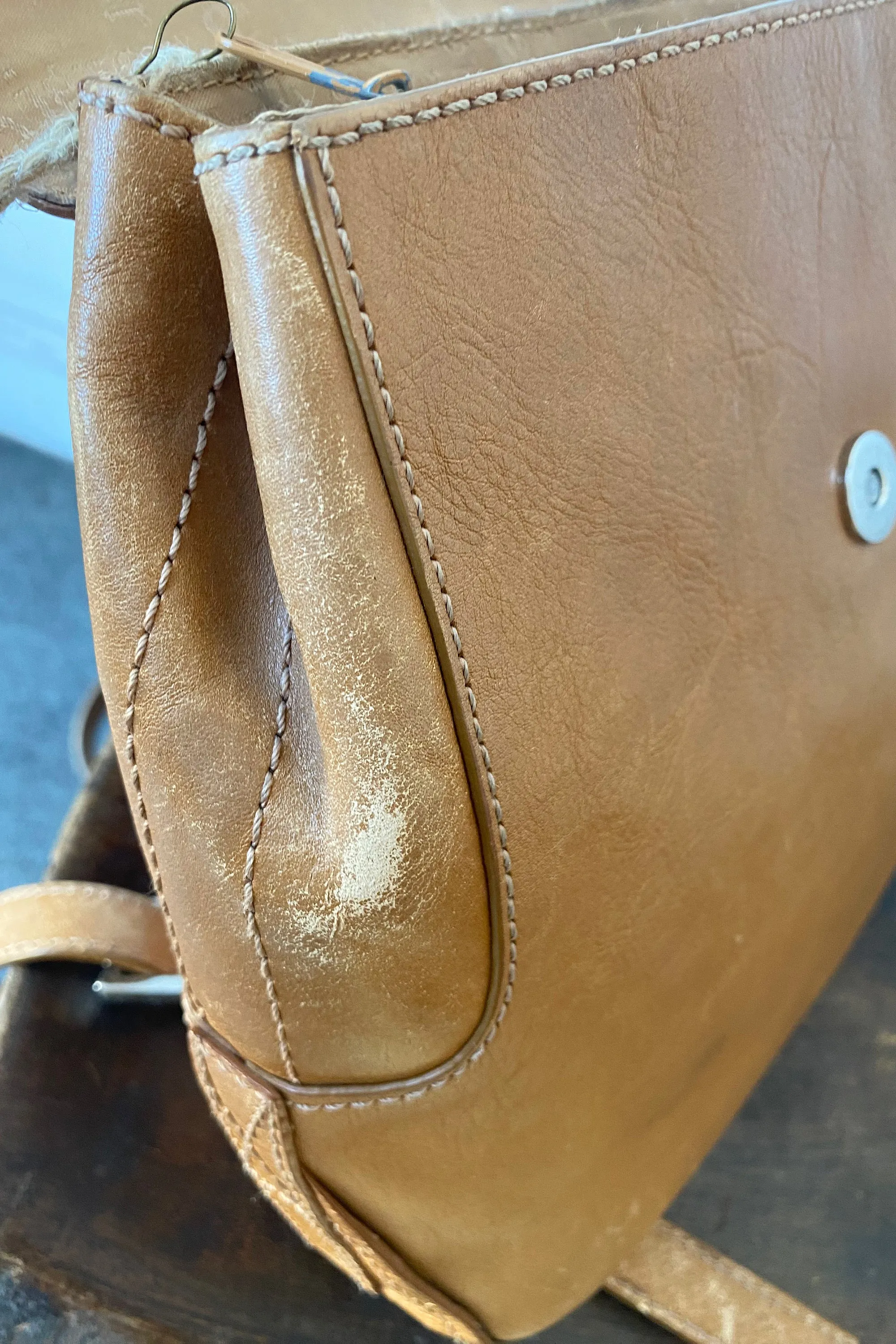 Etienne Aigner Tan Leather Backpack