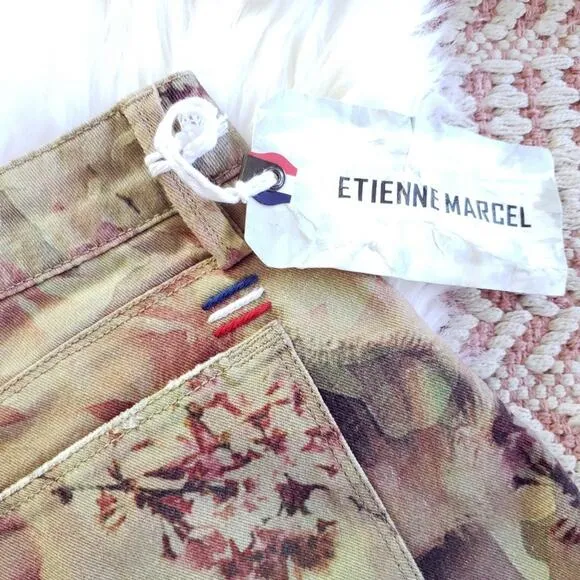 ETIENNE MARCEL floral distressed skinny denim jeans Size 24 NEW