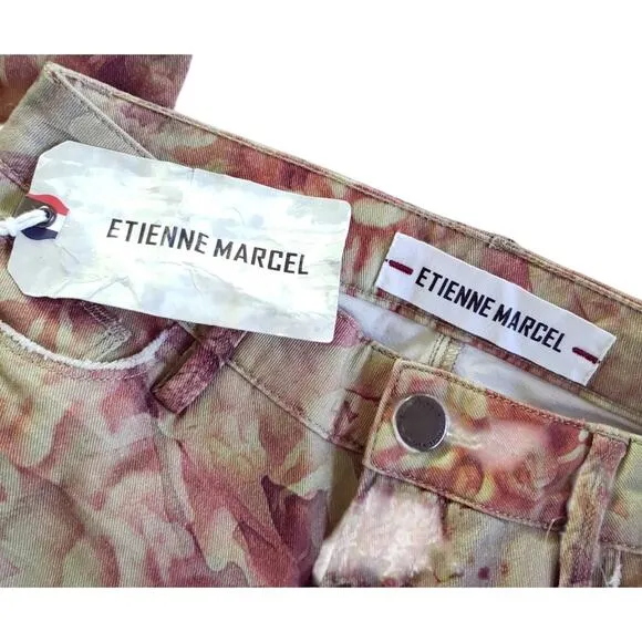 ETIENNE MARCEL floral distressed skinny denim jeans Size 24 NEW