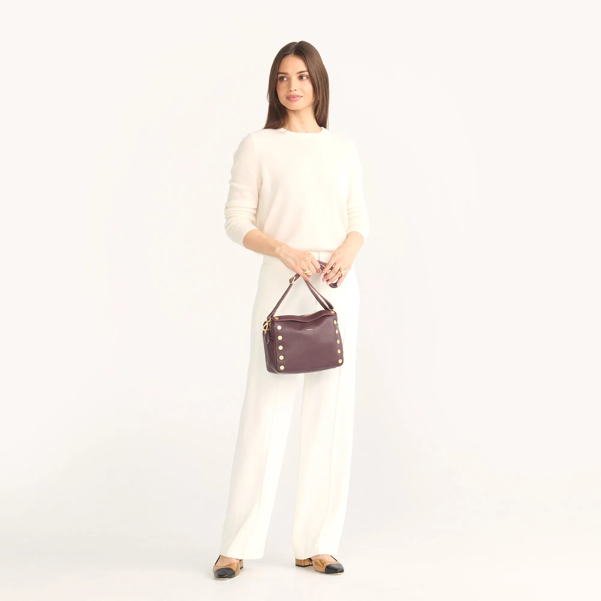 Evan Crossbody | Cabernet Pebble/Brushed Gold | Med