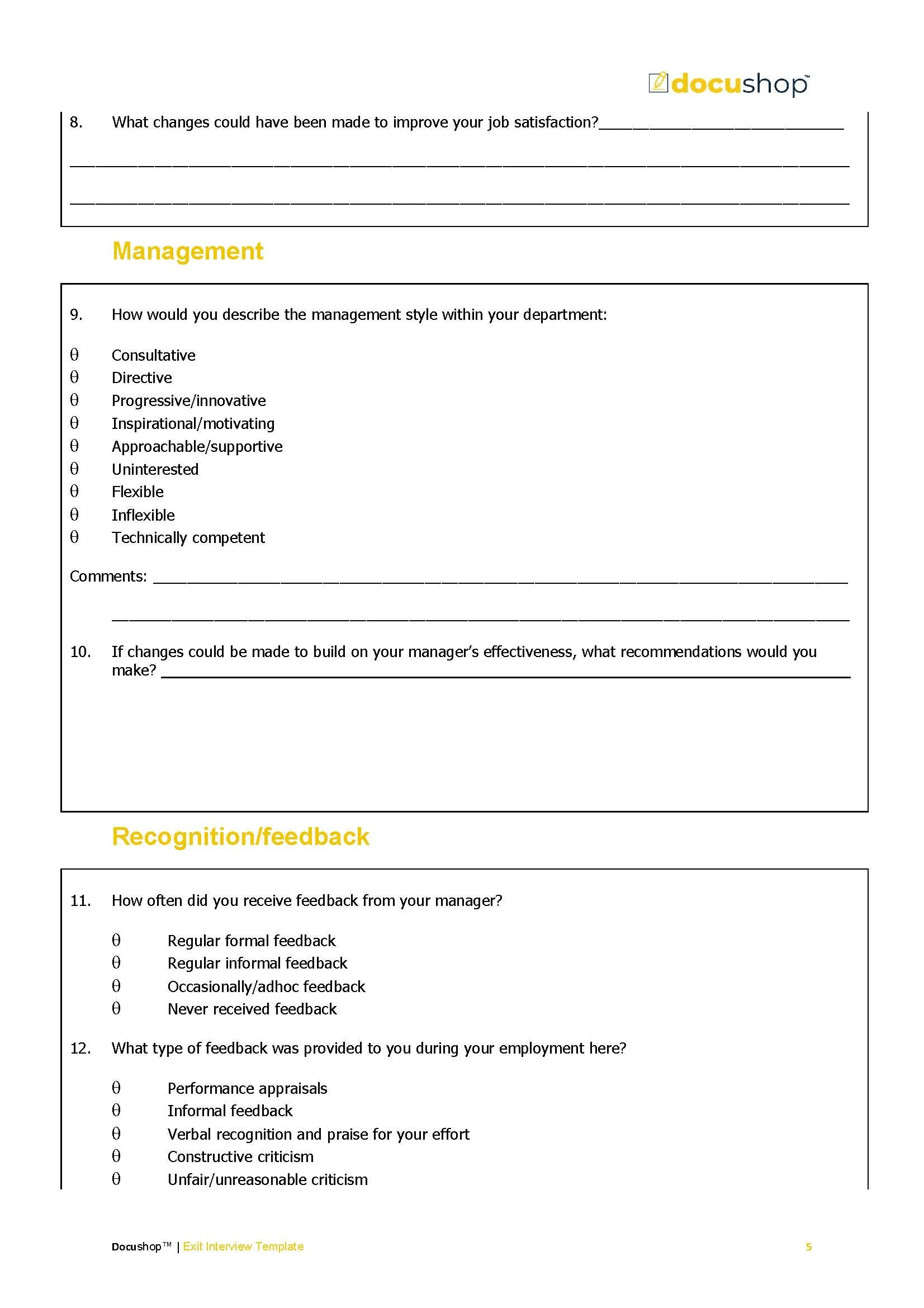 Exit Interview Template