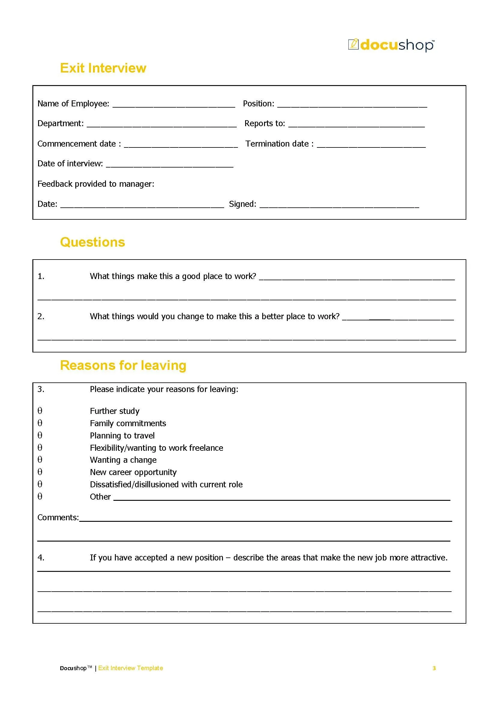 Exit Interview Template