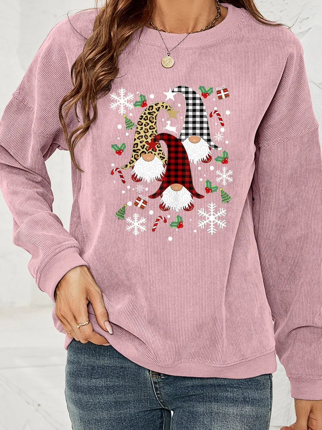 Faceless Gnome Graphic Drop Shoulder Sweatshirt (4 Colors)