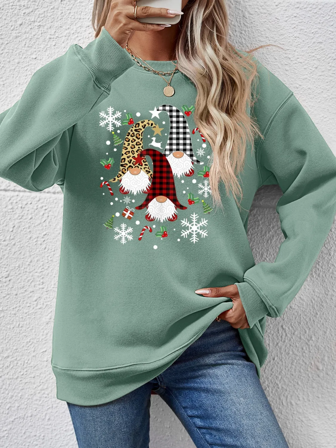 Faceless Gnomes Graphic Drop Shoulder Sweatshirt (9 Colors)