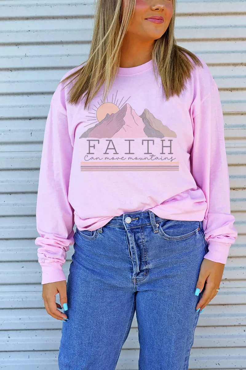 Faith Can Move Mountains Unisex Dri-Power Long-Sleeve 50/50 Tee