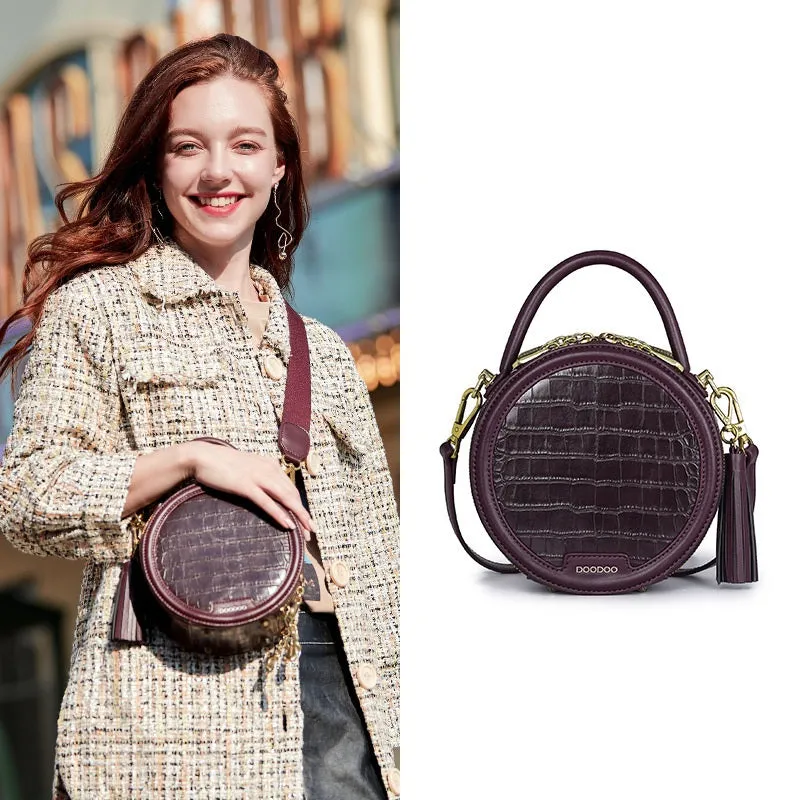 Fashion Crocodile Pattern Small Round Bag