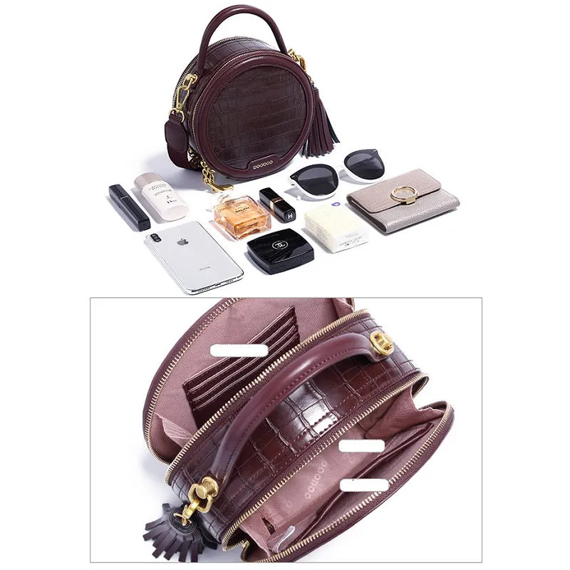 Fashion Crocodile Pattern Small Round Bag