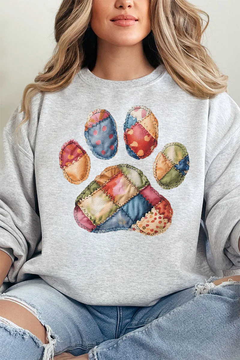 Faux Patchwork Paw Unisex NuBlend Crew Sweatshirt