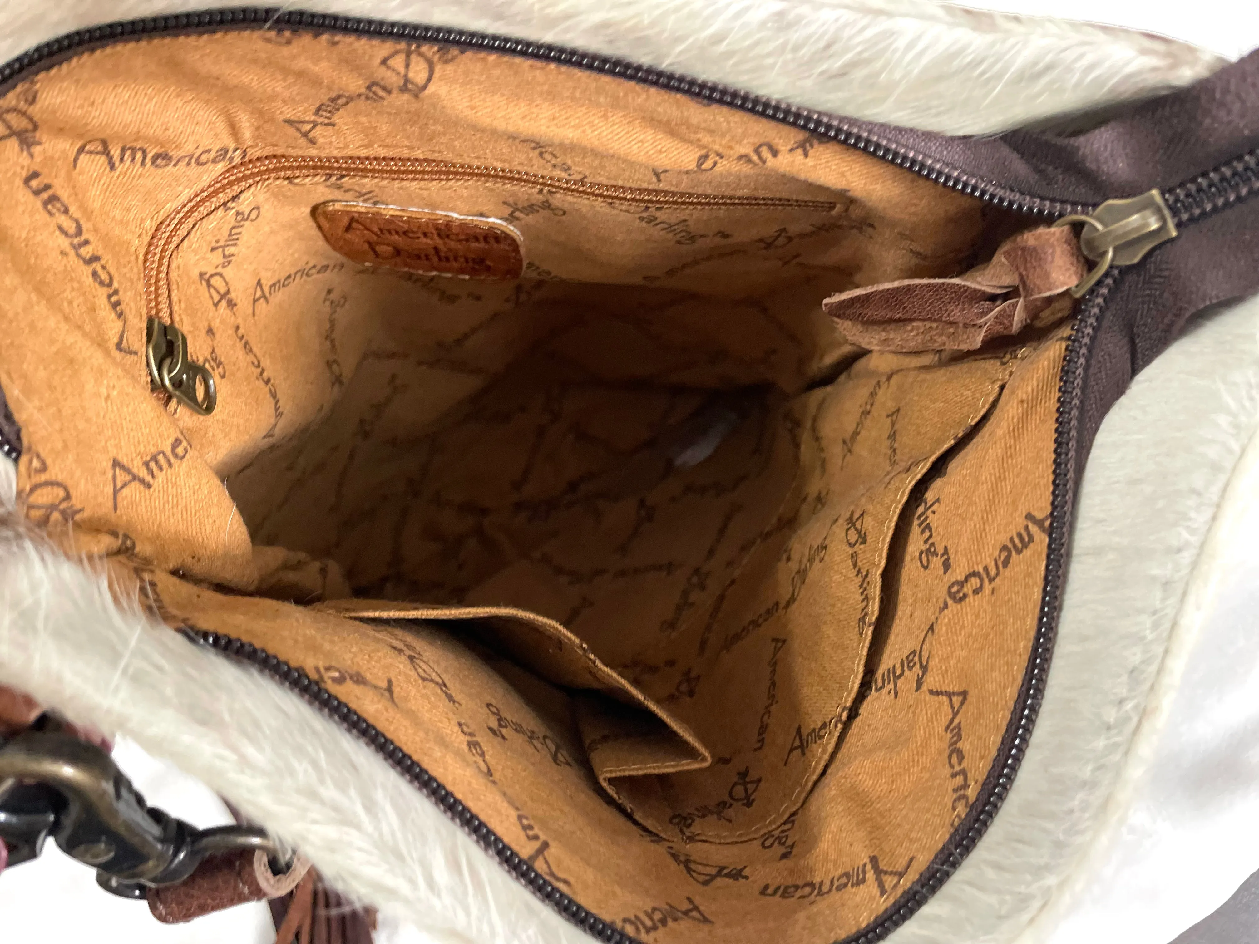 Female Rancher Branded Large Crossbody Bag with Leather Fringe