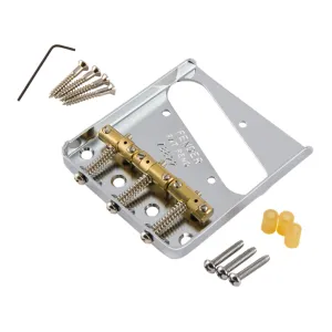 Fender 3 Saddle American Vintage Hot Rod Telecaster Bridge Assembly with Compensated Brass Saddles in Nickel