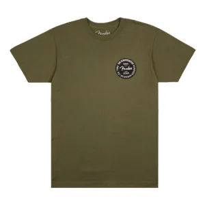 Fender Stratocaster 70th Anniversary Badge Tee in Olive - Small