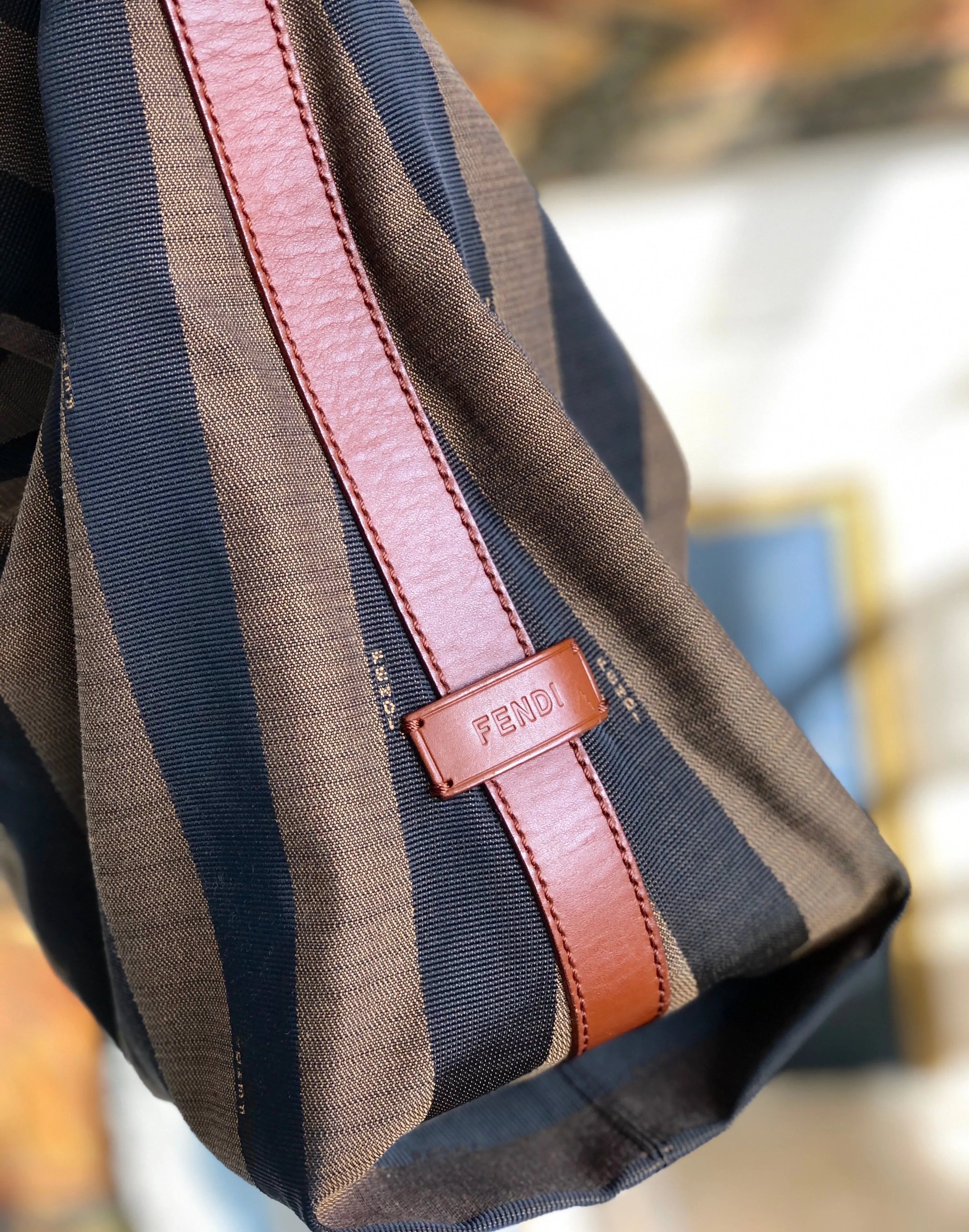 FENDI Pecan pattern Totebag Shoulder bag Brown Vintage Old 23mh2b