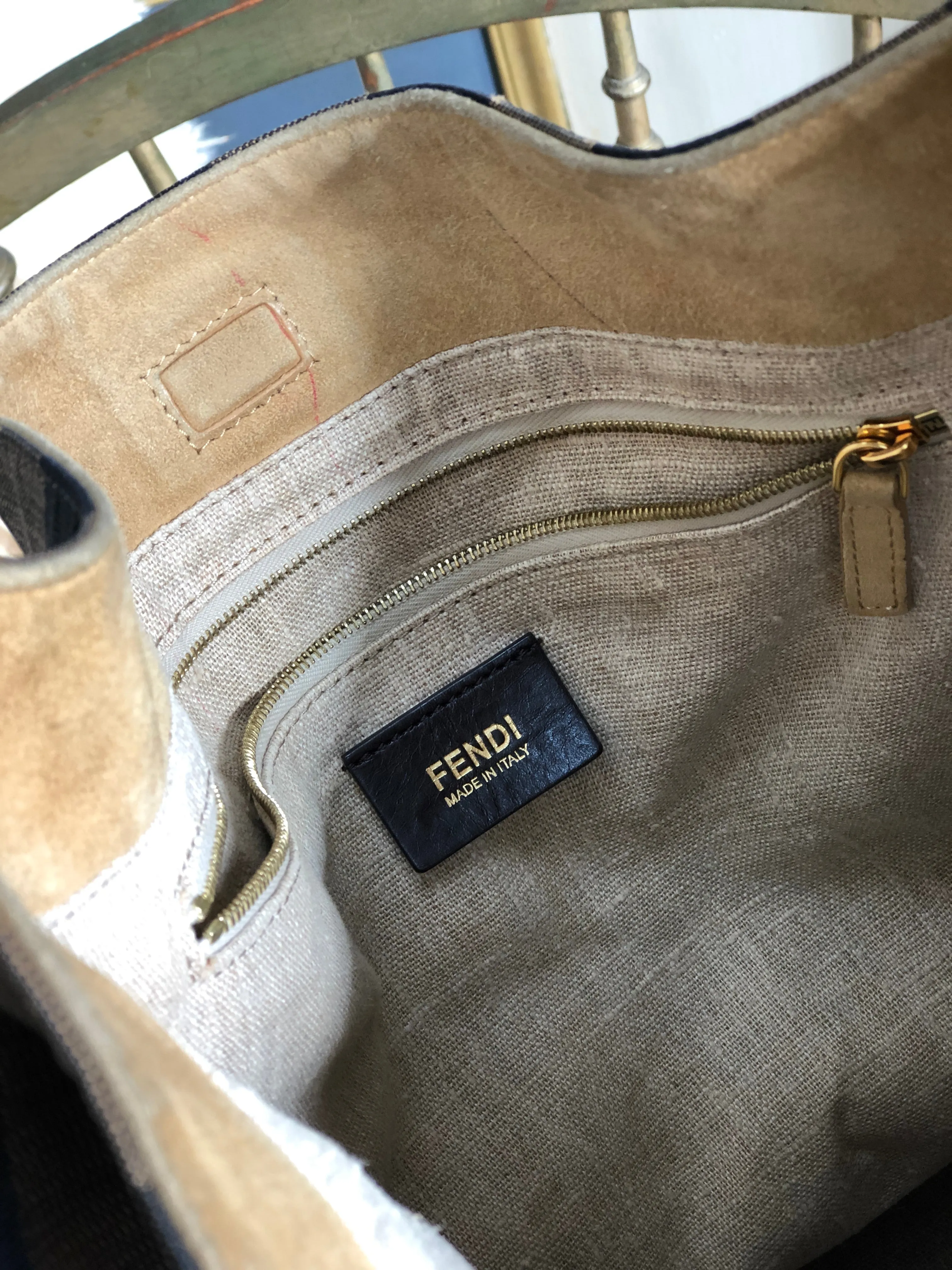 FENDI Pecan pattern Totebag Shoulder bag Brown Vintage Old 23mh2b