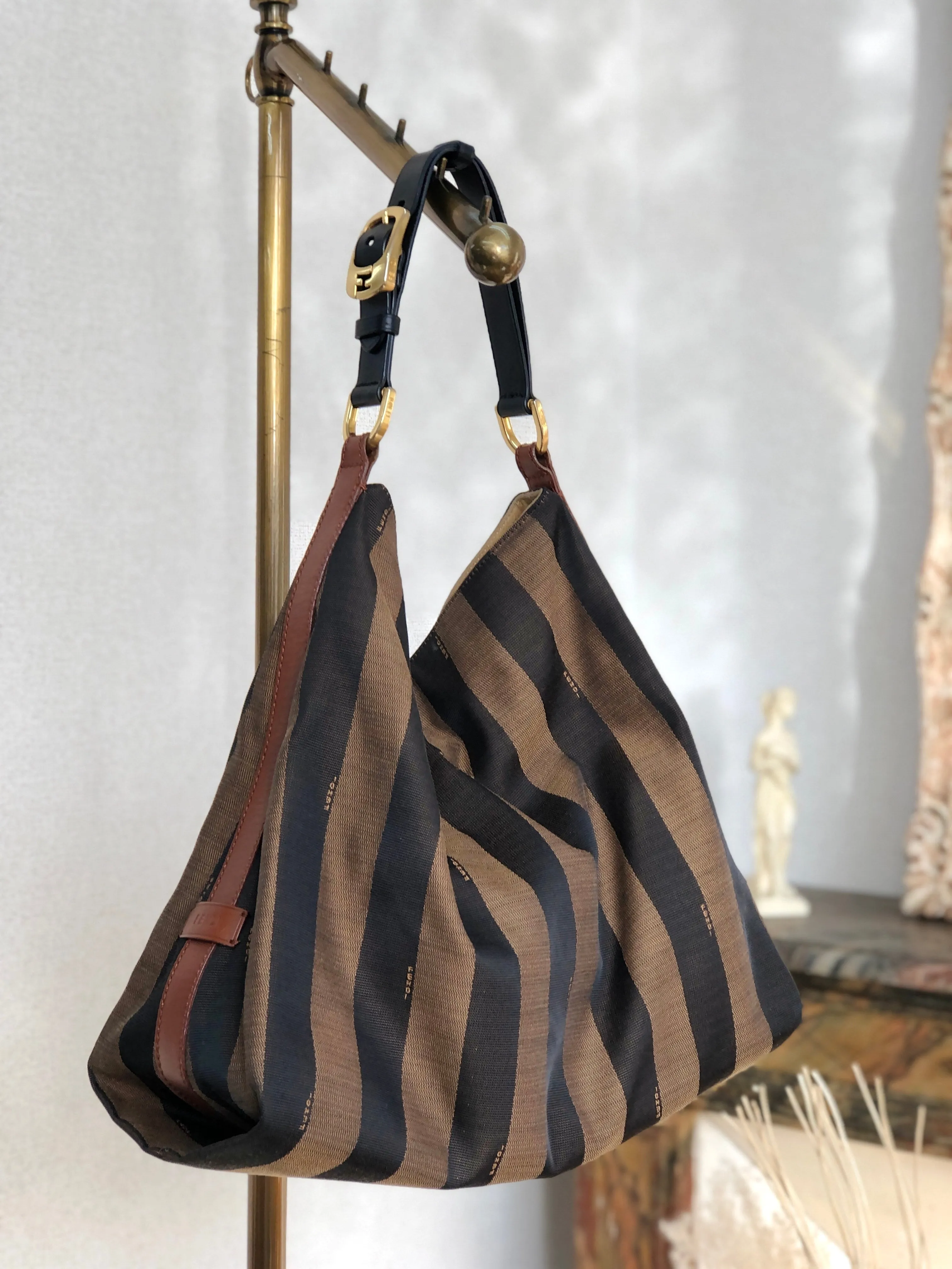 FENDI Pecan pattern Totebag Shoulder bag Brown Vintage Old 23mh2b