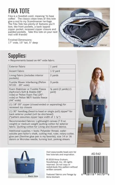 Fika Tote sewing pattern -- Noodlehead Patterns