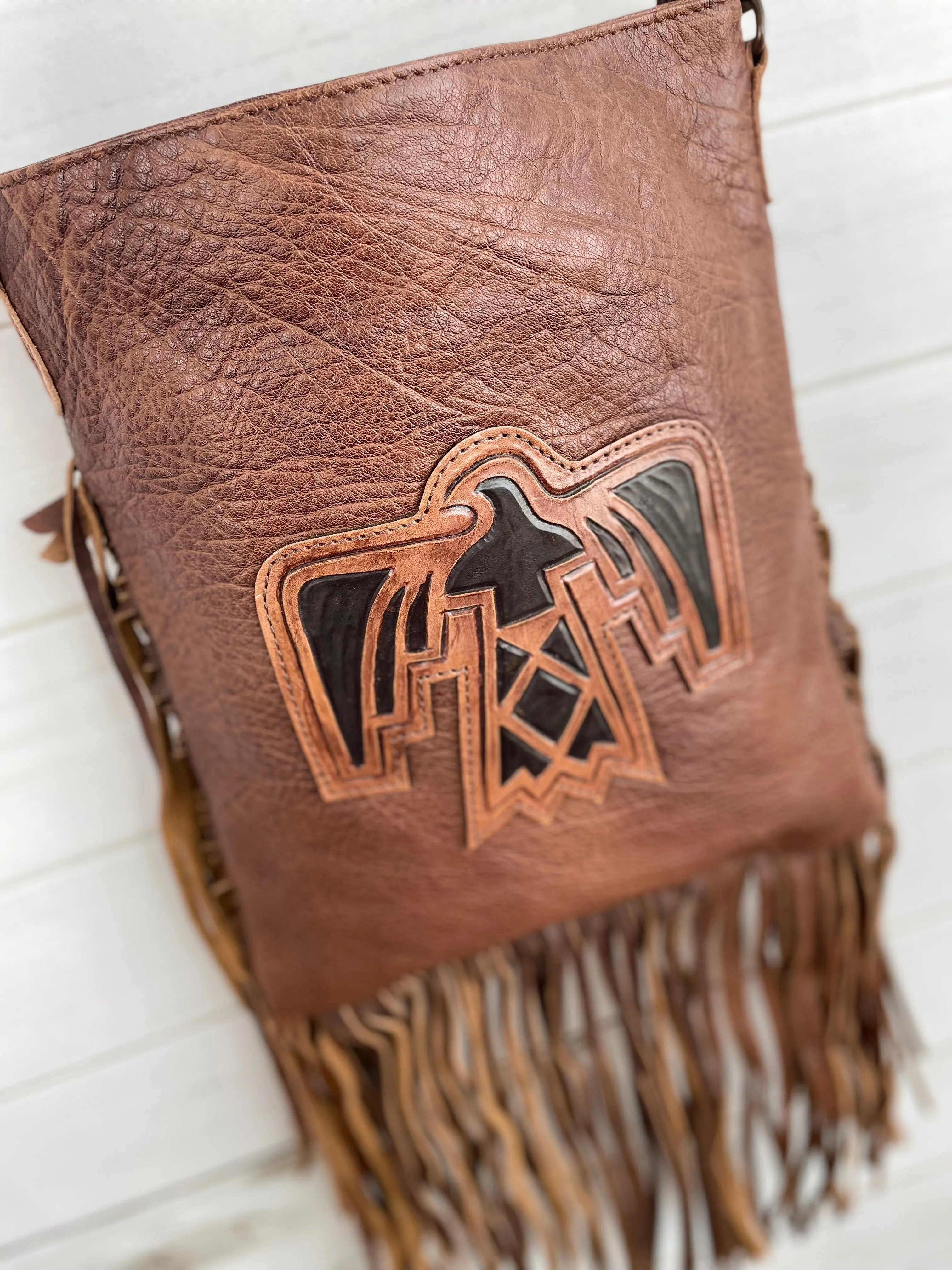Firebird Leather Fringe Bag