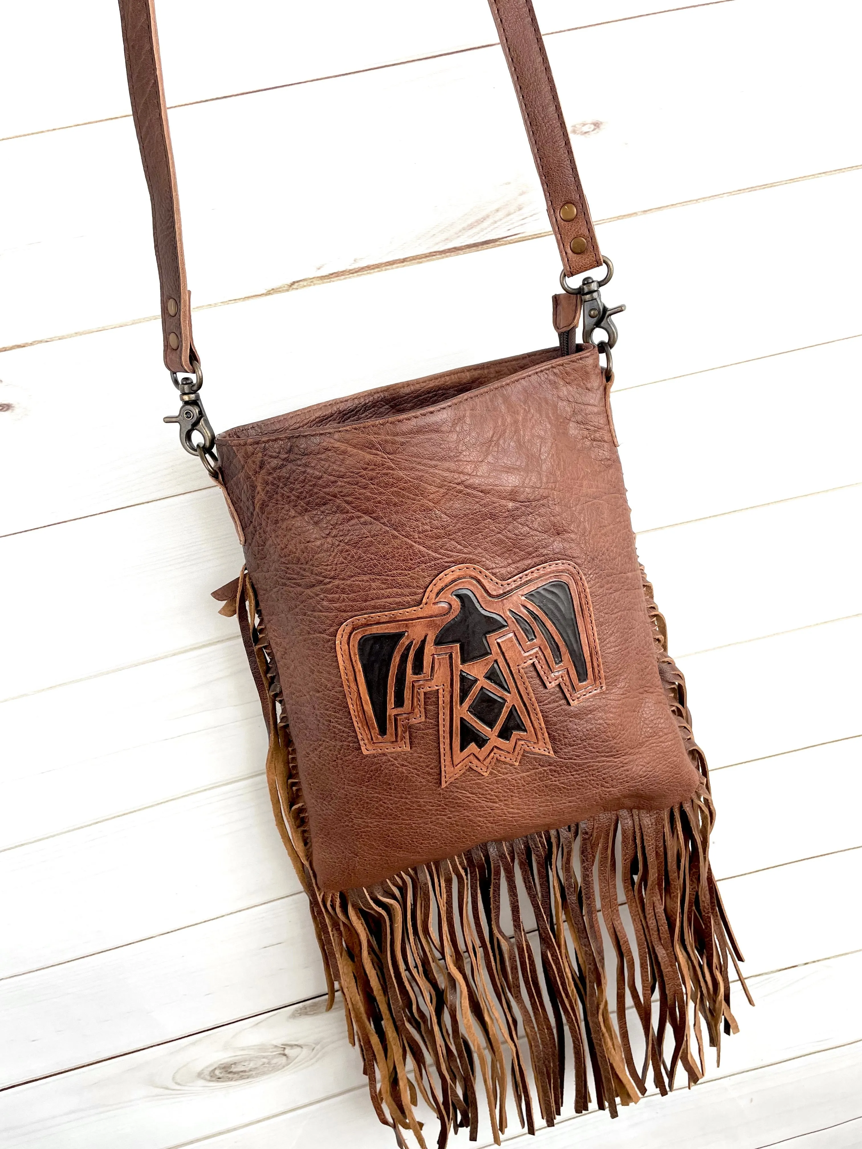 Firebird Leather Fringe Bag