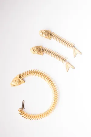 Fish Bone Earrings & Bracelet Set