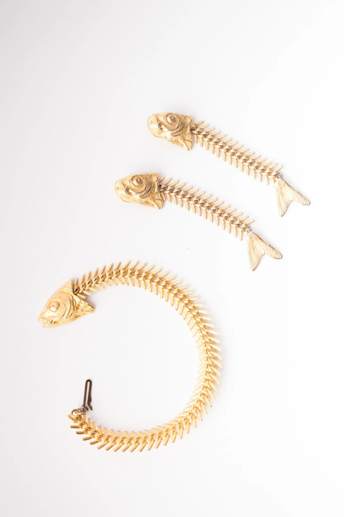 Fish Bone Earrings & Bracelet Set