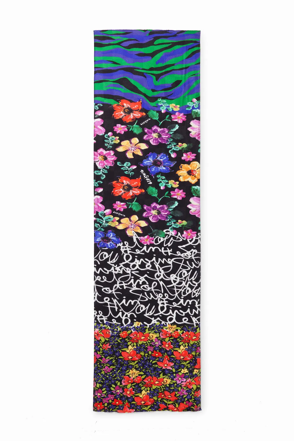 Floral patchwork rectangular foulard
