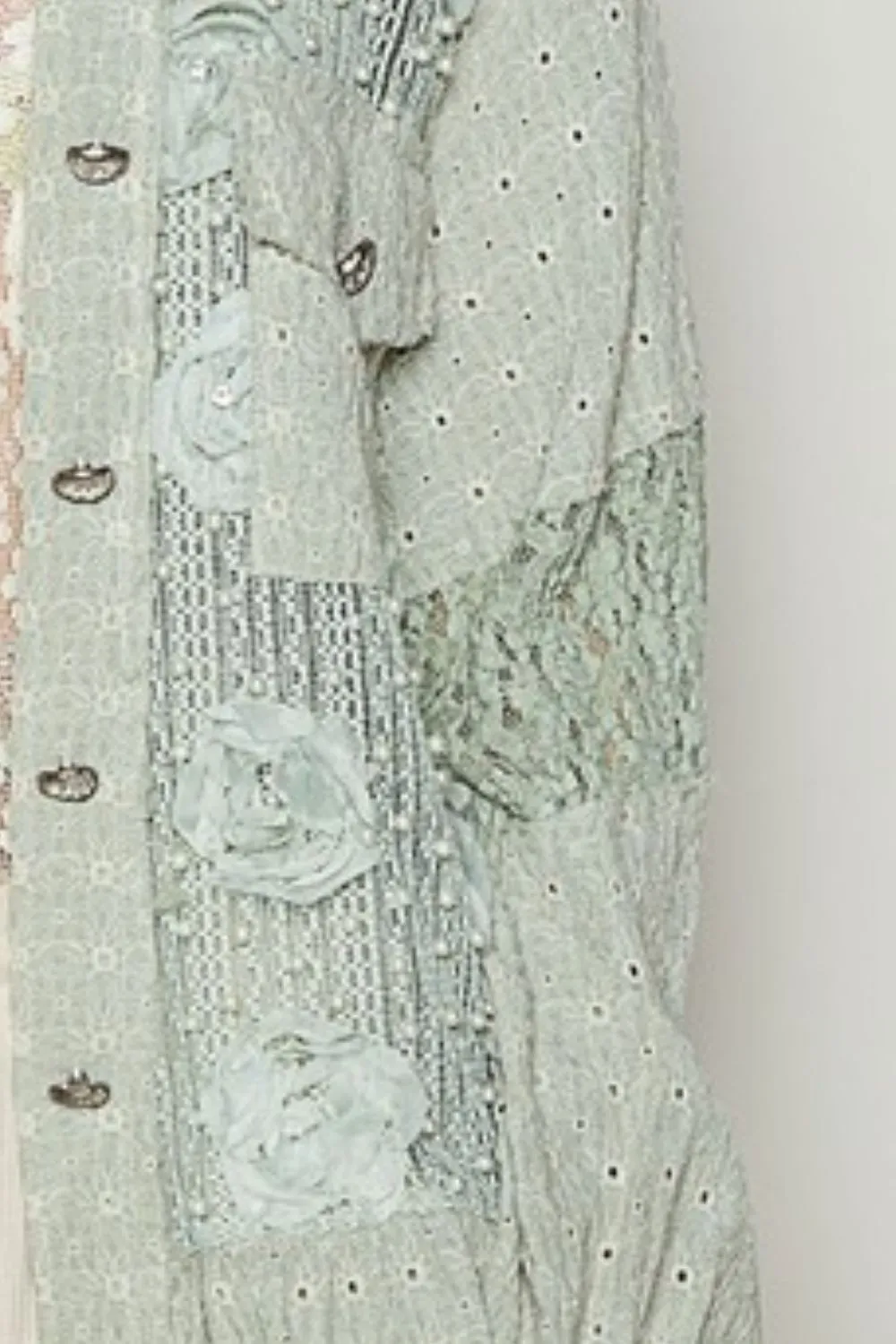 Flower Pearl Detail Lace Patchwork Shirt