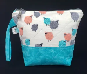 Fluffy Sheep - Blue - Project Bag - Small