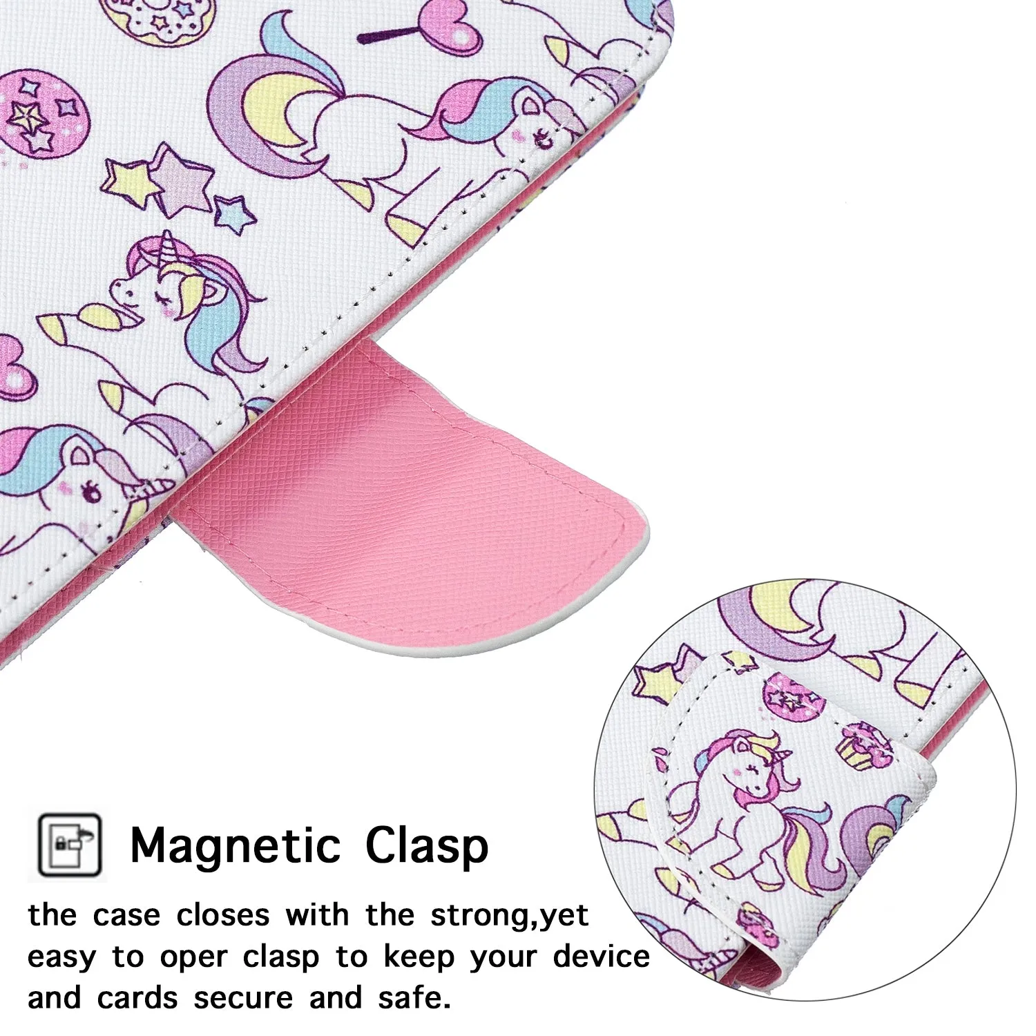 For Redmi Note 8/8 Pro Cellphone Cover Stand Function Wallet Design PU Leather Smartphone Shell Elegant Pattern Printed  Ice cream unicorn