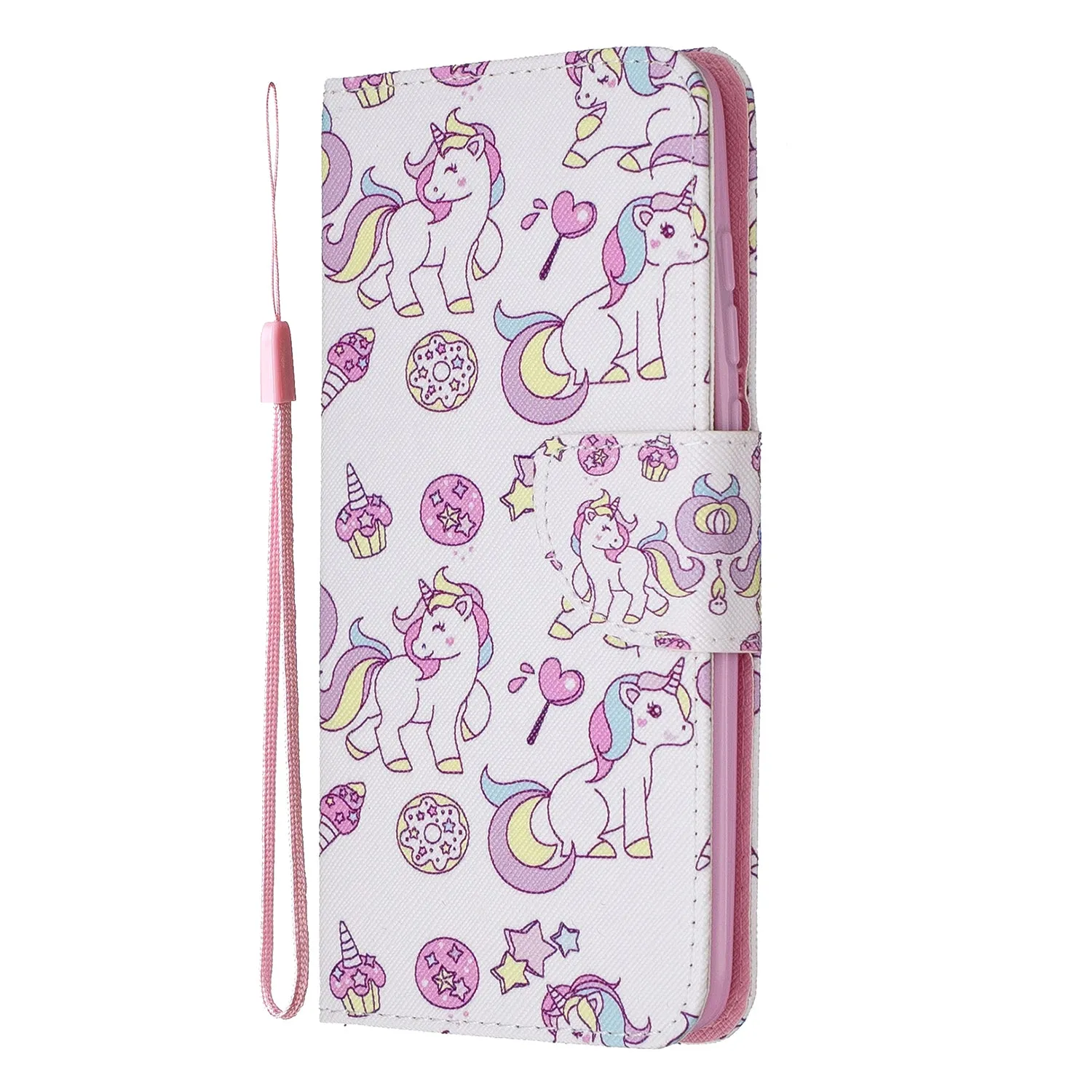 For Redmi Note 8/8 Pro Cellphone Cover Stand Function Wallet Design PU Leather Smartphone Shell Elegant Pattern Printed  Ice cream unicorn