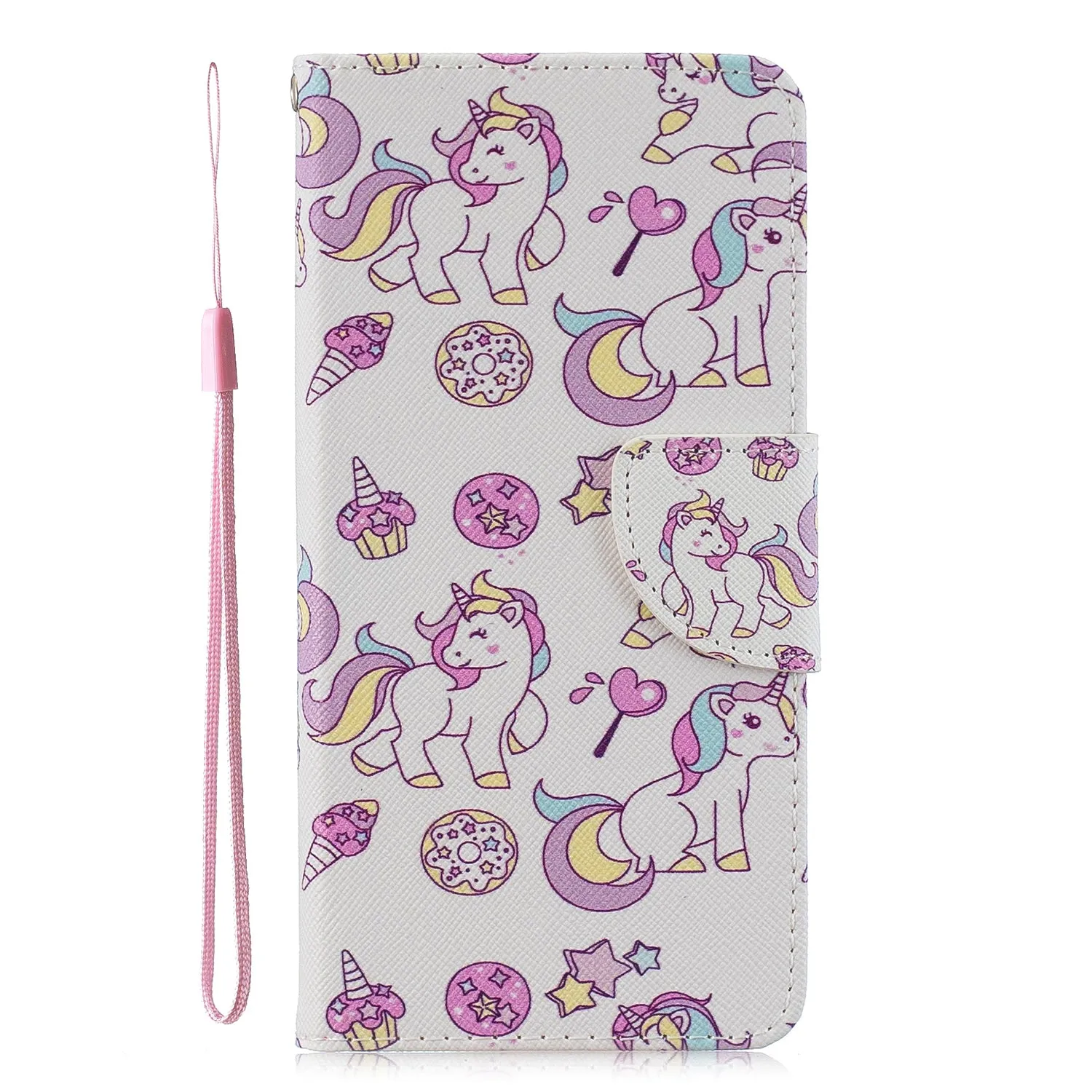 For Redmi Note 8/8 Pro Cellphone Cover Stand Function Wallet Design PU Leather Smartphone Shell Elegant Pattern Printed  Ice cream unicorn