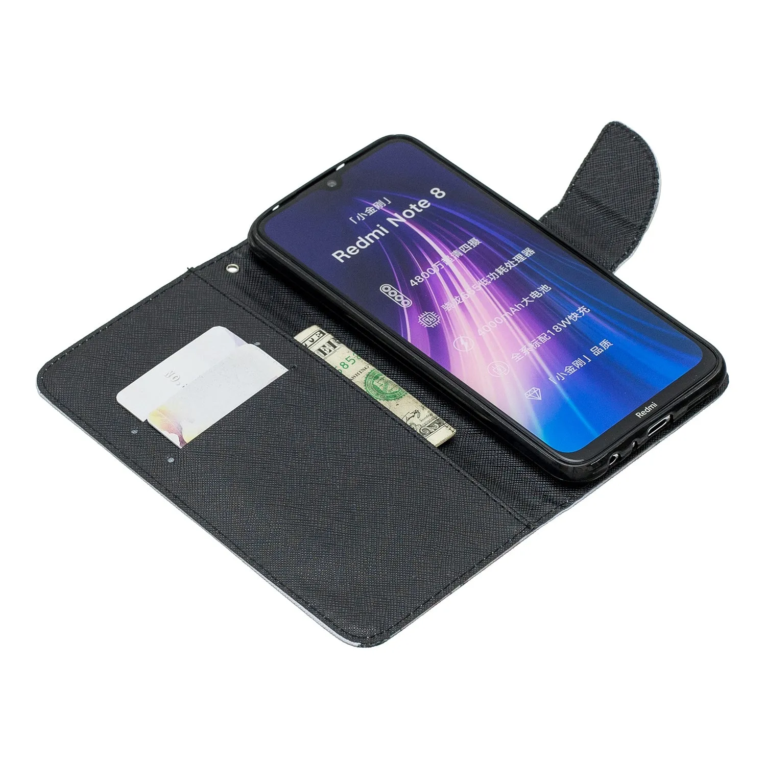 For Redmi Note 8/8 Pro Cellphone Cover Stand Function Wallet Design PU Leather Smartphone Shell Elegant Pattern Printed  Magic butterfly