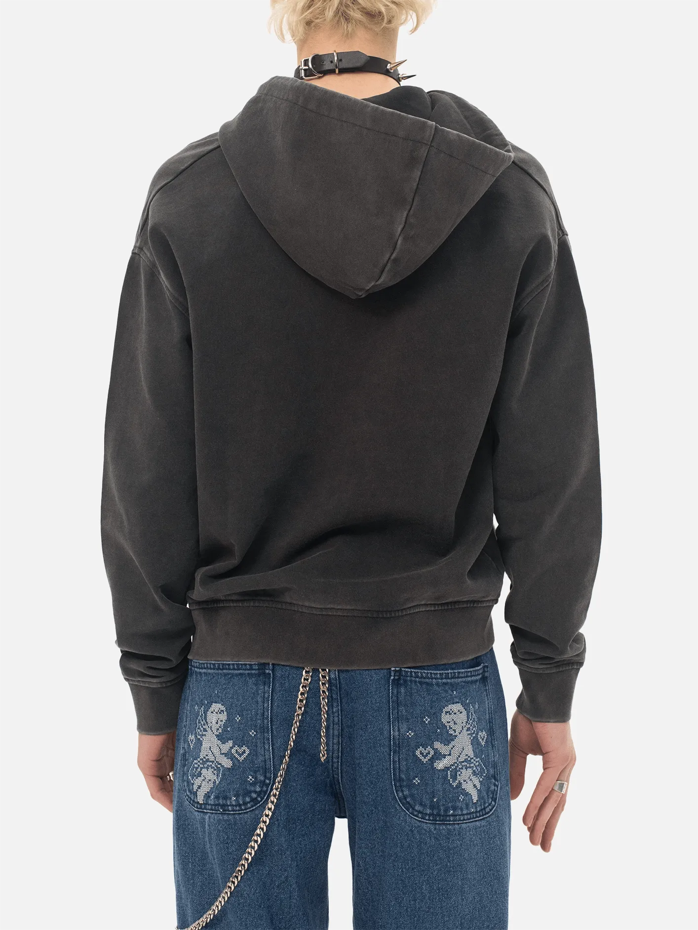 Galactic Tease Zip Hoodie - Off Black