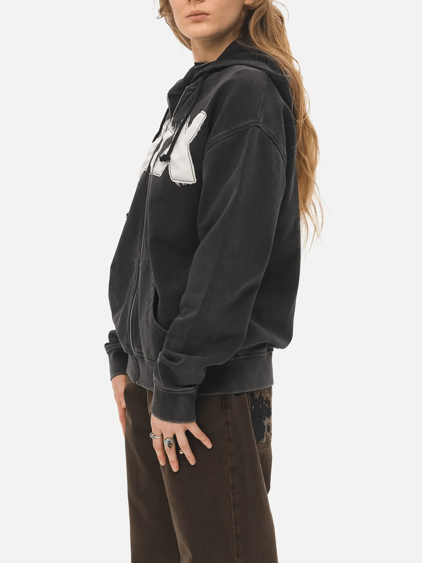 Galactic Tease Zip Hoodie - Off Black