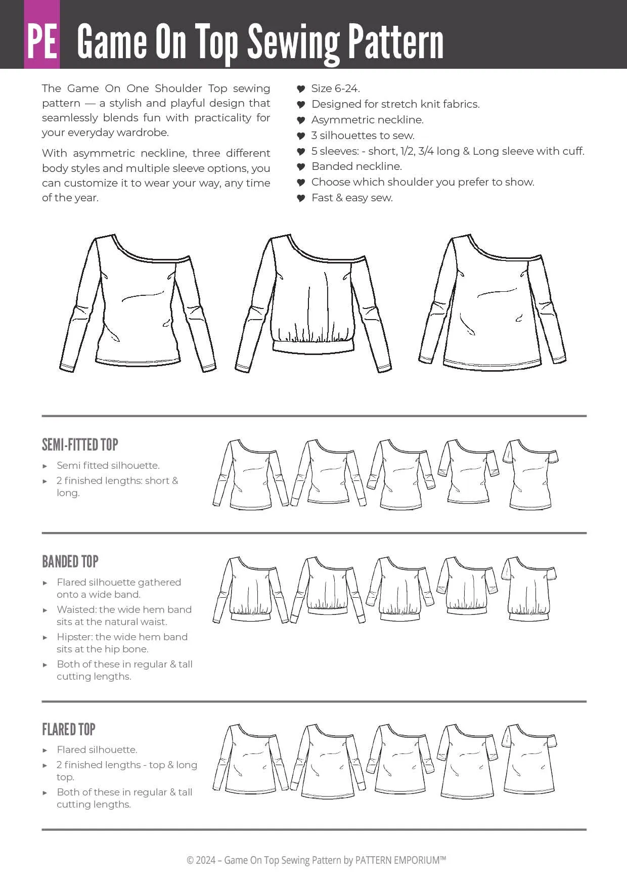 Game On | One-Shoulder Top Sewing Pattern