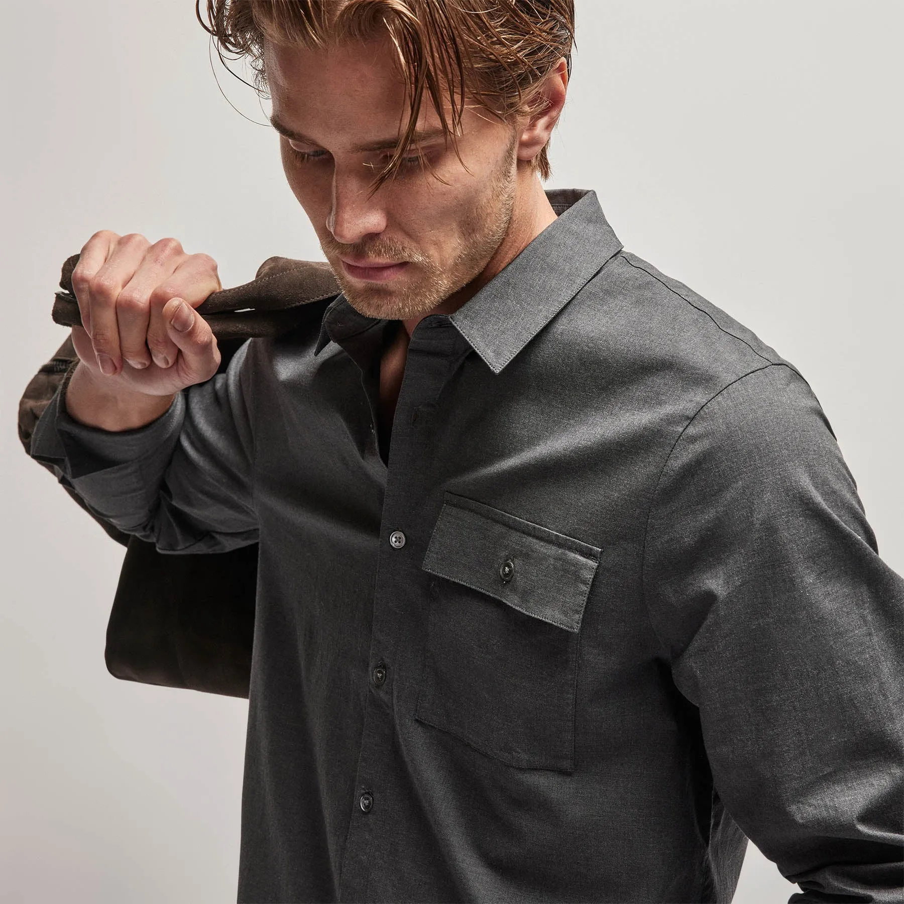 Garment Washed Shirt - Anthracite