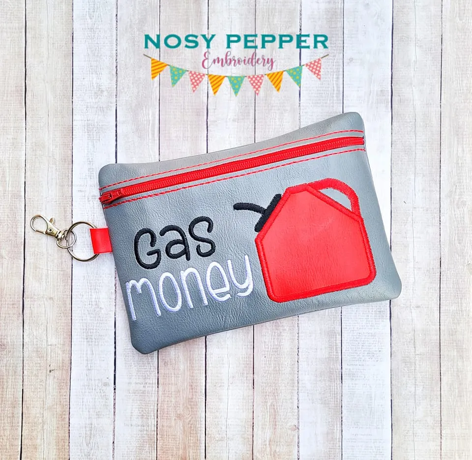 Gas Money applique ITH Bag (4 sizes available) machine embroidery design DIGITAL DOWNLOAD