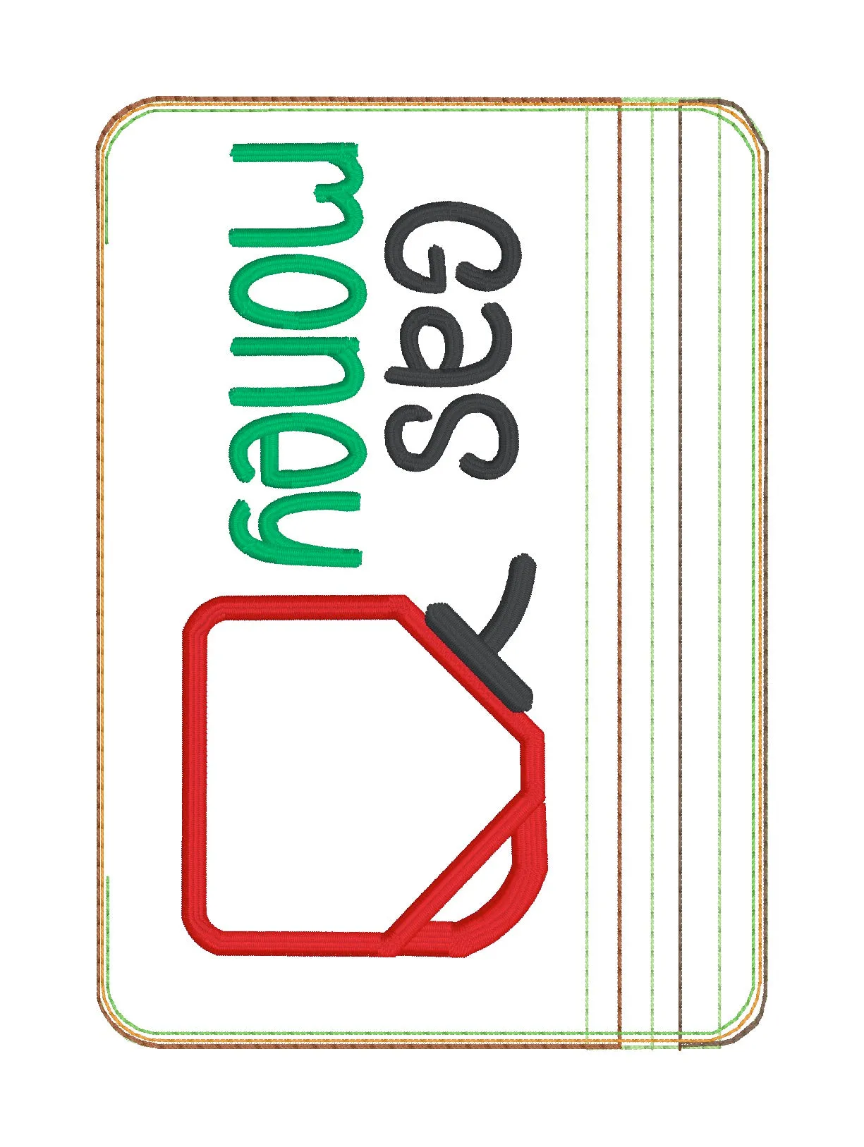Gas Money applique ITH Bag (4 sizes available) machine embroidery design DIGITAL DOWNLOAD