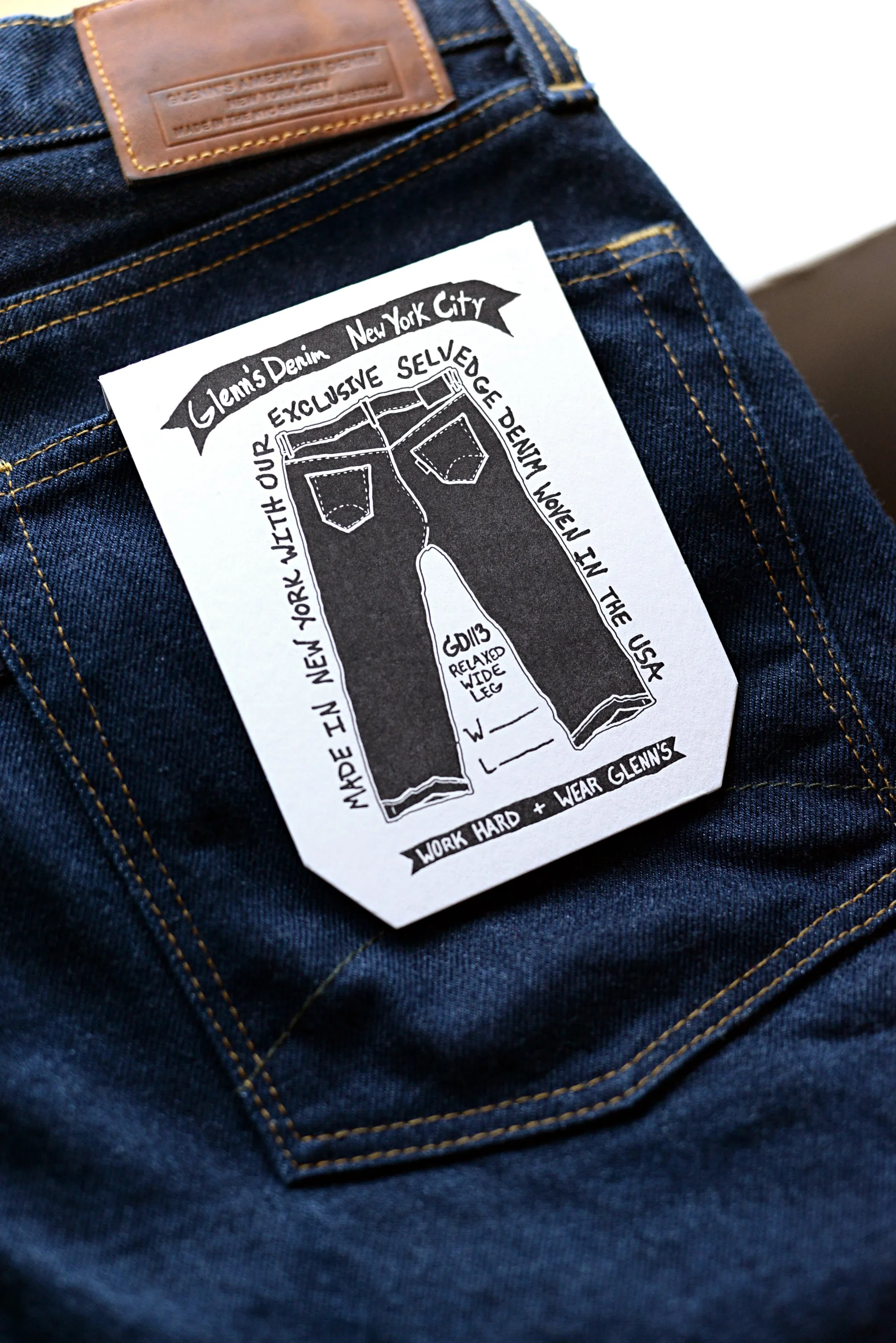 GD113 RELAXED WIDE LEG | Washed 13 Oz Selvedge Denim - Classic Indigo