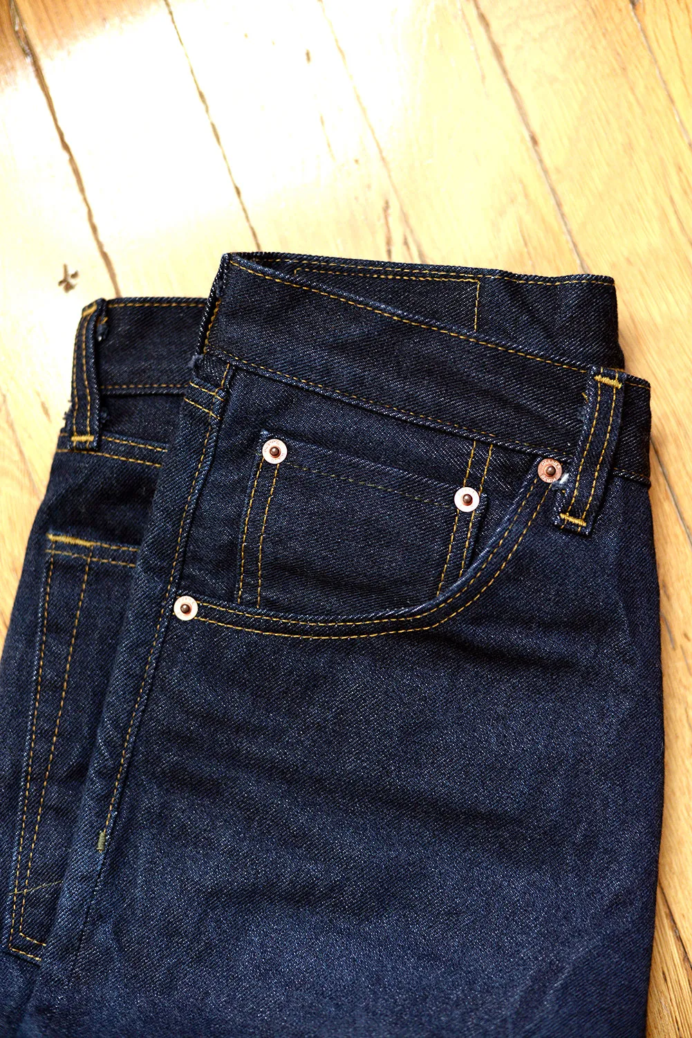 GD113 RELAXED WIDE LEG | Washed 13 Oz Selvedge Denim - Classic Indigo