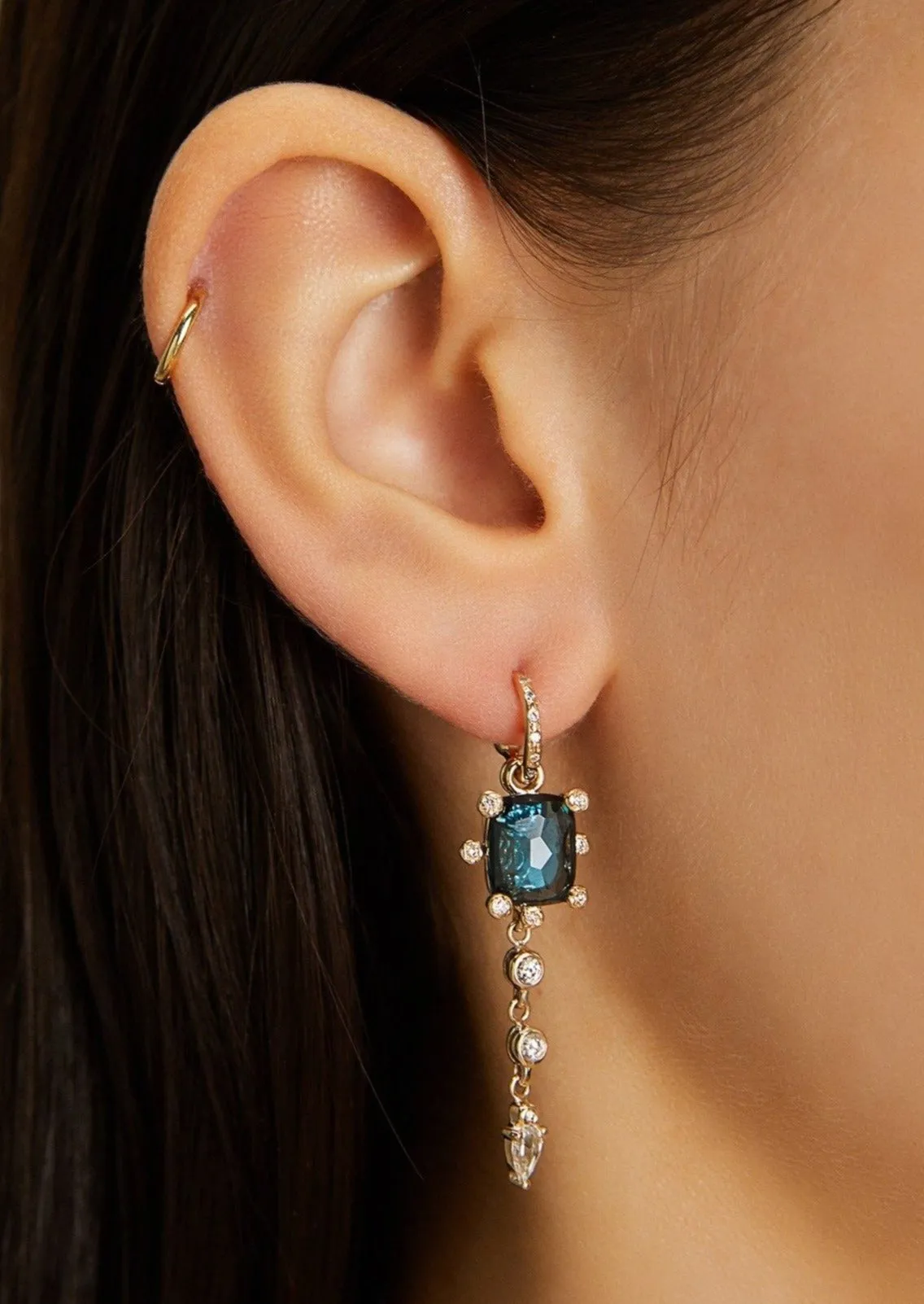 Genie Earring with Blue Topaz