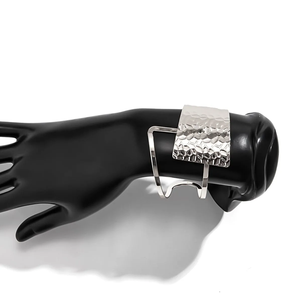 Geometric Hollow Patchwork Wide Cuff Bangle Bracelet