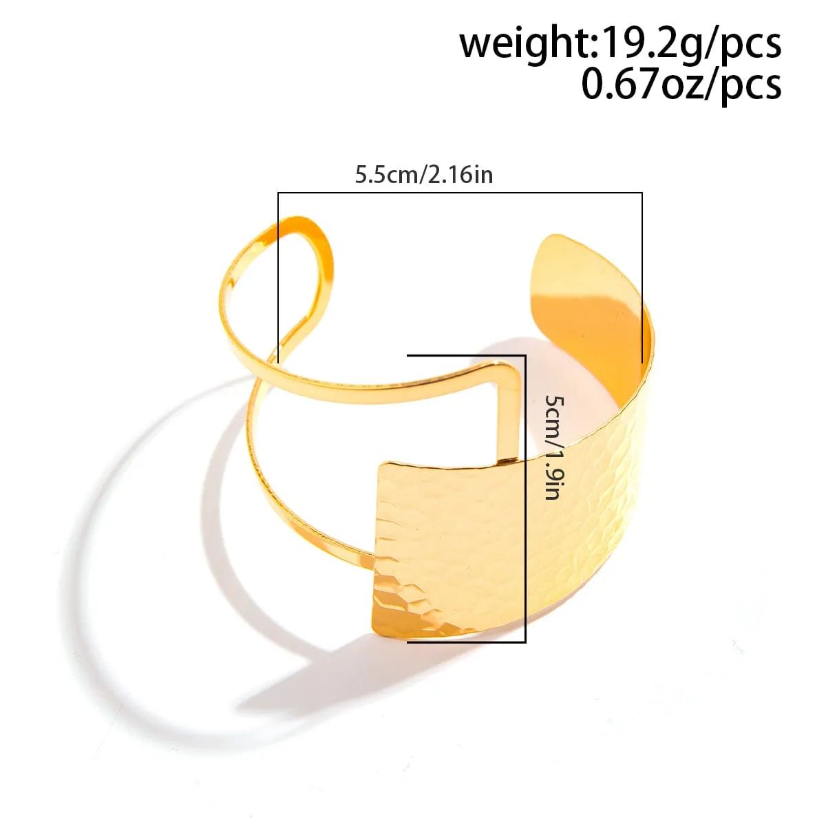 Geometric Hollow Patchwork Wide Cuff Bangle Bracelet